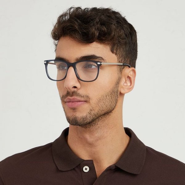 Square Glasses in Metal + Acetate